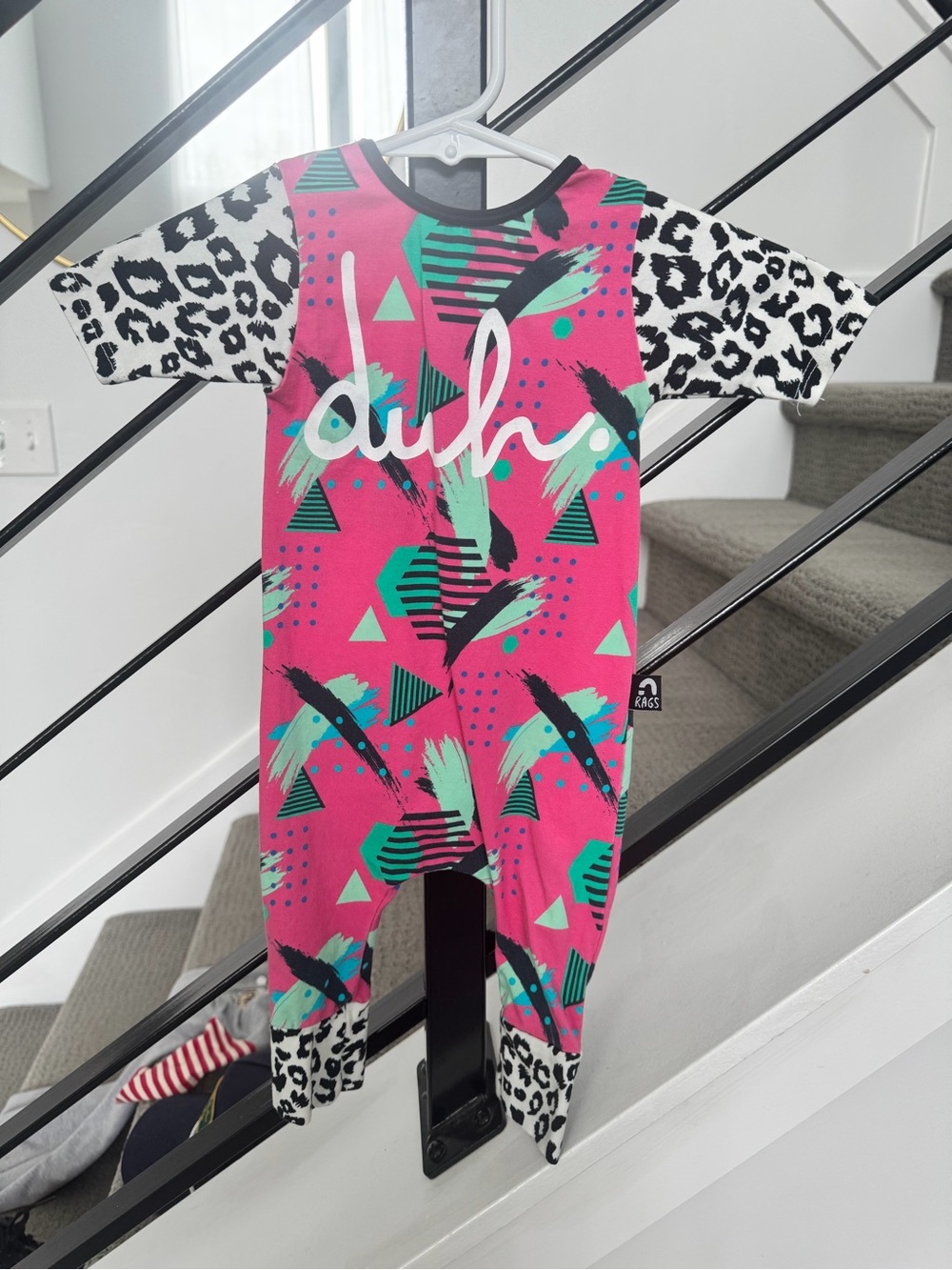 Rags to Raches ‘DUH.’ Hot Pink Graphic with Teal & Black Accents